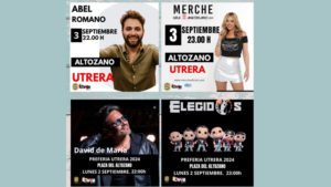 El cartel de conciertos de la preferia utrerana se amplia con la confirmación de Abel Romano, Merche, la Orquesta Los Elegidos y David de María