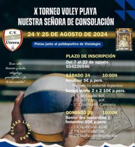 Organizado por el CD Voleibol Utrera se desarrollará en las Pistas de playa de Vistalegre