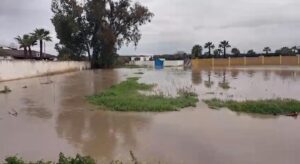 Corte en la carretera de Guadalema y problemas en el Camino de Molares por las lluvias en Utrera