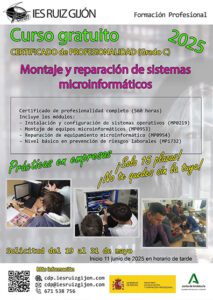 Curso gratuito de Montaje y Reparación de Sistemas Microinformáticos en el IES Ruiz Gijón