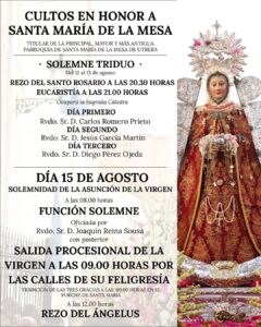 Santa María de la Mesa volverá a procesionar un 15 de agosto más