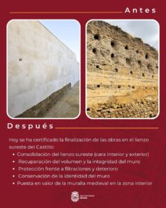 El Castillo de Utrera certifica la finalización de sus obras de rehabilitación del lienzo sureste