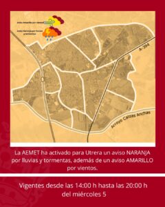 La AEMET activa la alerta naranja por lluvias y amarillo por viento en Utrera hoy miércoles 5 de noviembre