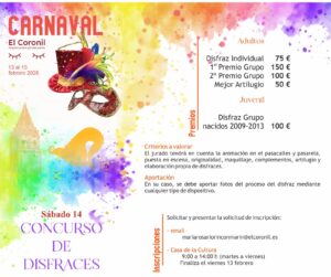 El Coronil celebrará su Concurso de Disfraces dentro del Carnaval 2026 del 13 al 15 de febrero