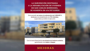 Progresa la rehabilitación urbana de San Carlos Borromeo con 414.707 euros más de subvención