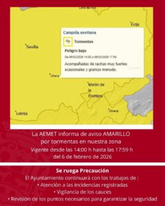 La AEMET activa el aviso amarillo por tormentas en la Campiña Sevillana hasta las 18:00 horas