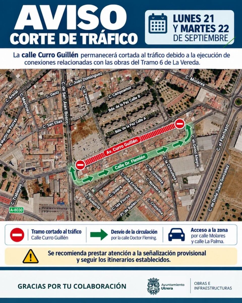 Las calles Ponce de León y Curro Guillén permanecerán cerradas al tráfico temporalmente