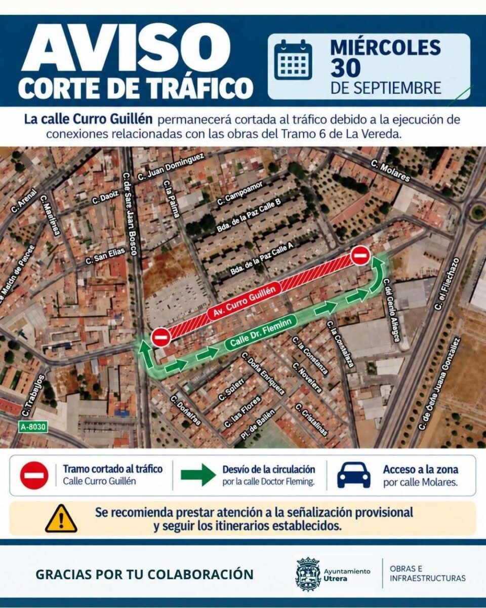 La calle Curro Guillén quedará cortada al tráfico este miércoles por las obras de La Vereda
