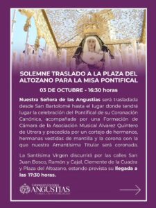 Utrera se prepara para la histórica coronación canónica de la Virgen de las Angustias que se celebrará este sábado